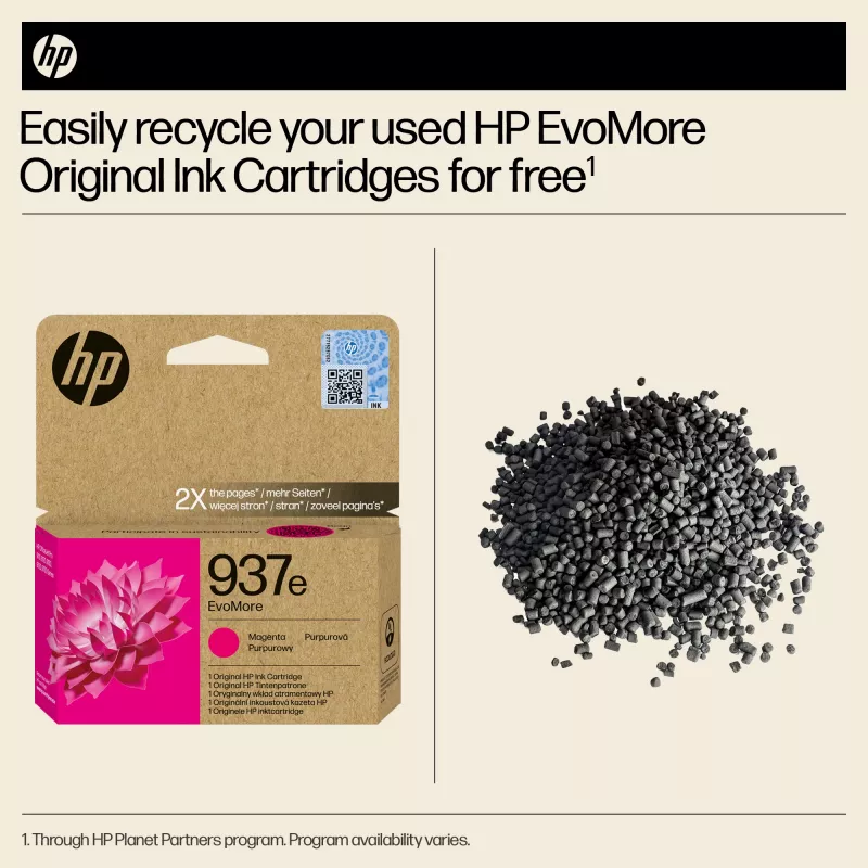 Γνήσιο δοχείο μελανιού HP 937e EvoMore Magenta