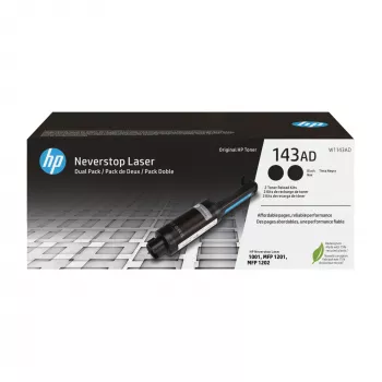 HP 143AD Διπλή συσκευασία Μαύρο Γνήσιο Neverstop Toner Κιτ αναπλήρωσης