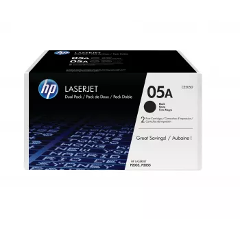 HP 05A Συσκευασία 2 τεμ. Γνήσιες κασέτες τόνερ LaserJet, 4600 σελίδες, Μαύρο, 2 τεμ.