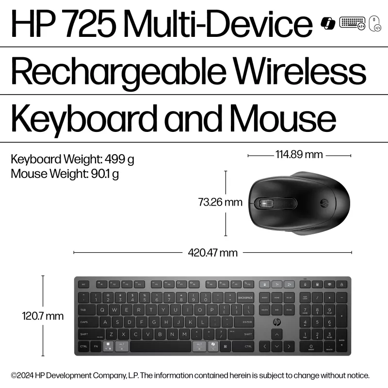 HP 725 Multi-Device Επαναφορτιζόμενο ασύρματο σετ πληκτρολογίου και ποντικιού