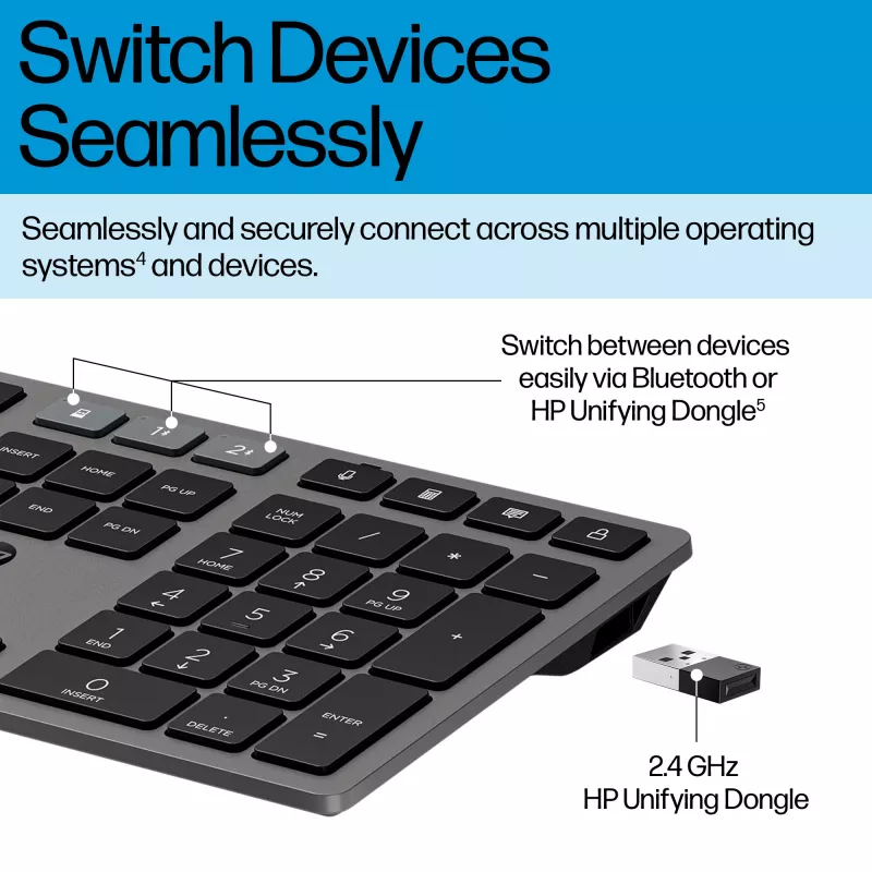 HP 725 Multi-Device Επαναφορτιζόμενο ασύρματο σετ πληκτρολογίου και ποντικιού