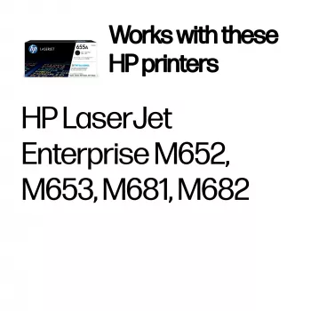 HP 655A μαύρο γνήσιο δοχείο τόνερ LaserJet, 12500 σελίδες, μαύρο, 1 τεμ.