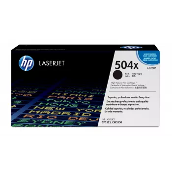 HP 504X υψηλής απόδοσης μαύρο γνήσιο τόνερ LaserJet, 10500 σελίδες, μαύρο, 1 τεμ.