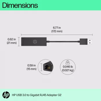 HP USB 3.0 σε Gigabit RJ45 προσαρμογέας G2, ενσύρματο, USB, Ethernet, μαύρο