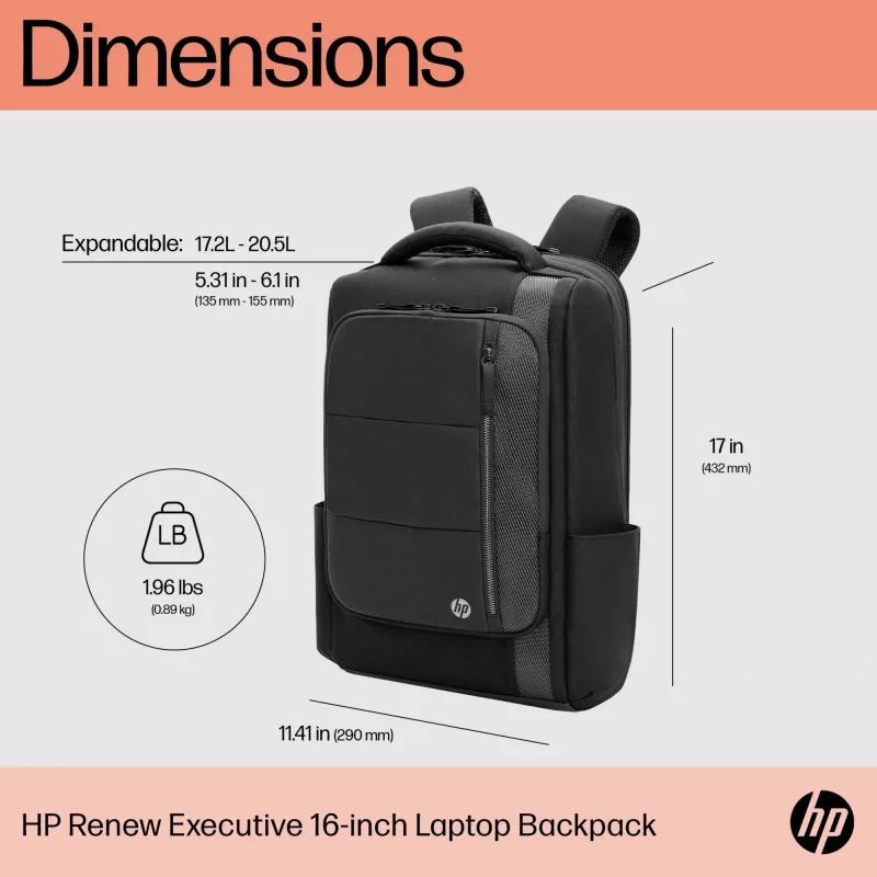 HP Renew Executive σακίδιο laptop 16 inch, σακίδιο, 40,9 cm (16,1 inch), 890 g