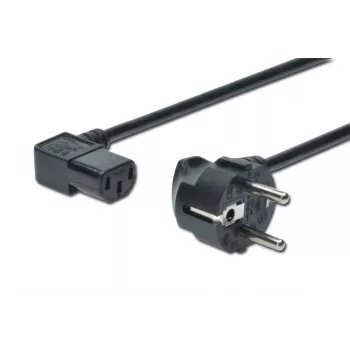 DIGITUS AK-440102-018-S καλώδιο τροφοδοσίας, CEE 7/7 (τύπου F, Schuko) σε IEC C13, γωνιακό 90°, αρσενικό/θηλυκό, 1,8 m, H05VV-F3G, 250 V, 10 A, μαύρο