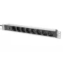 DIGITUS 1U Αλουμινένιο PDU, 8x ιταλικές έξοδοι, βύσμα με προστασία 10A, 250VAC