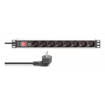 DIGITUS PDU - 1U Αλουμινένιο για τοποθέτηση σε rack 7x ασφάλεια + 1x έξοδος 16A 4000W 250VAC 50/60Hz προστασία υπερφόρτωσης