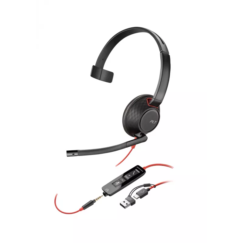 HP Poly Blackwire 5210 Μονοφωνικό USB-C Headset +3.5mm Plug +USB-C/A Adapter (Bulk)