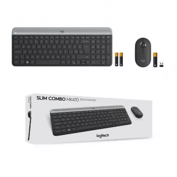 Logitech MK470 Ασύρματο πληκτρολόγιο+ποντίκι, Graphite, ποντίκι συμπεριλαμβάνεται, QWERTY US, USB