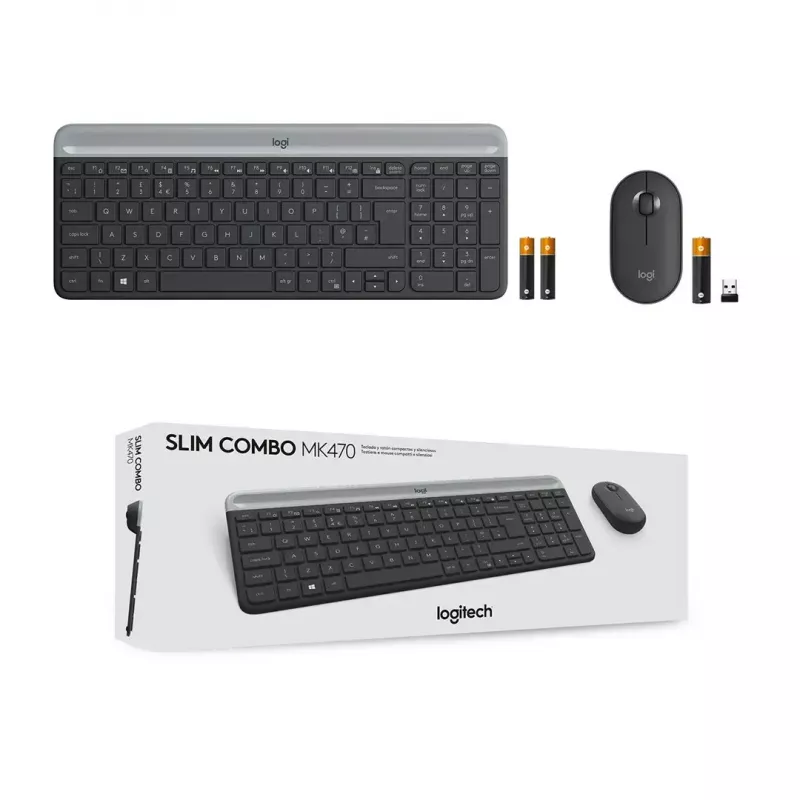 Logitech MK470 Ασύρματο πληκτρολόγιο+ποντίκι, Graphite, ποντίκι συμπεριλαμβάνεται, QWERTY US, USB