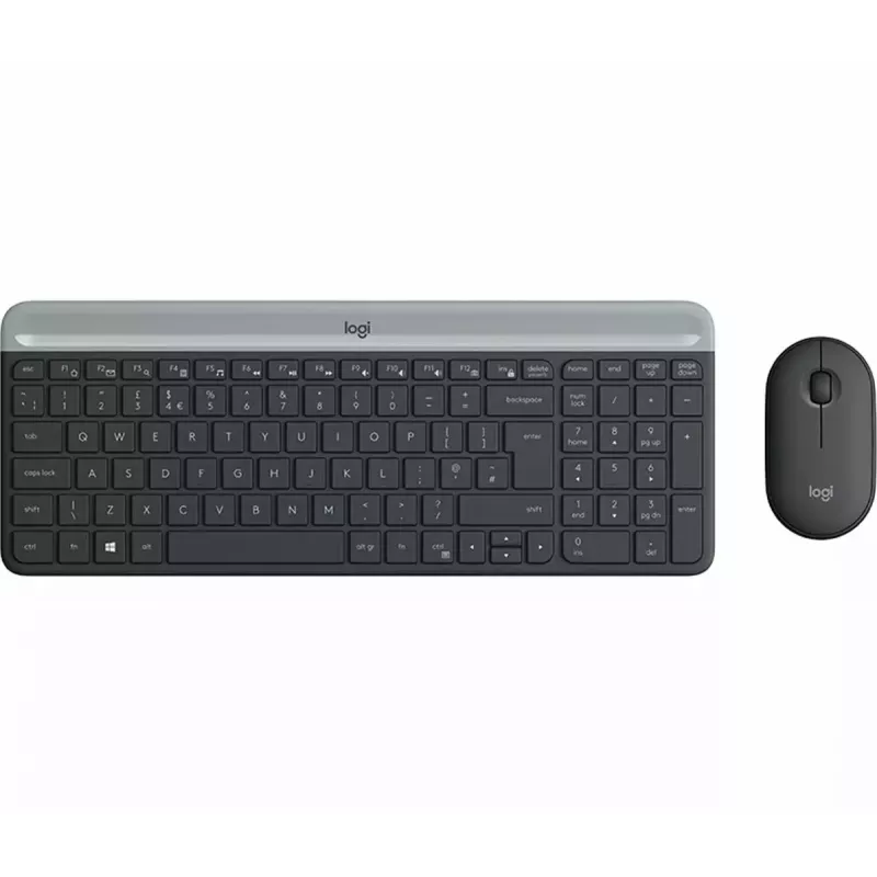 Logitech MK470 Ασύρματο πληκτρολόγιο+ποντίκι, Graphite, ποντίκι συμπεριλαμβάνεται, QWERTY US, USB