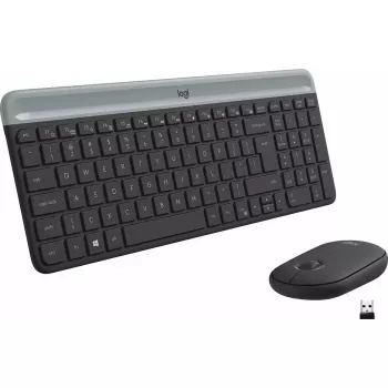 Logitech MK470 Ασύρματο πληκτρολόγιο+ποντίκι, Graphite, ποντίκι συμπεριλαμβάνεται, QWERTY US, USB