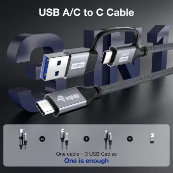 Equip 128431 Καλώδιο USB USB 3.2 Gen 2x2 1 m USB A/USB C USB C Μαύρο