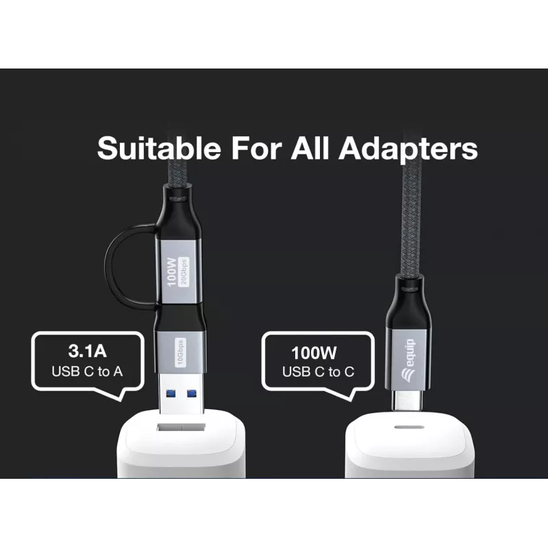 Equip 128431 Καλώδιο USB USB 3.2 Gen 2x2 1 m USB A/USB C USB C Μαύρο