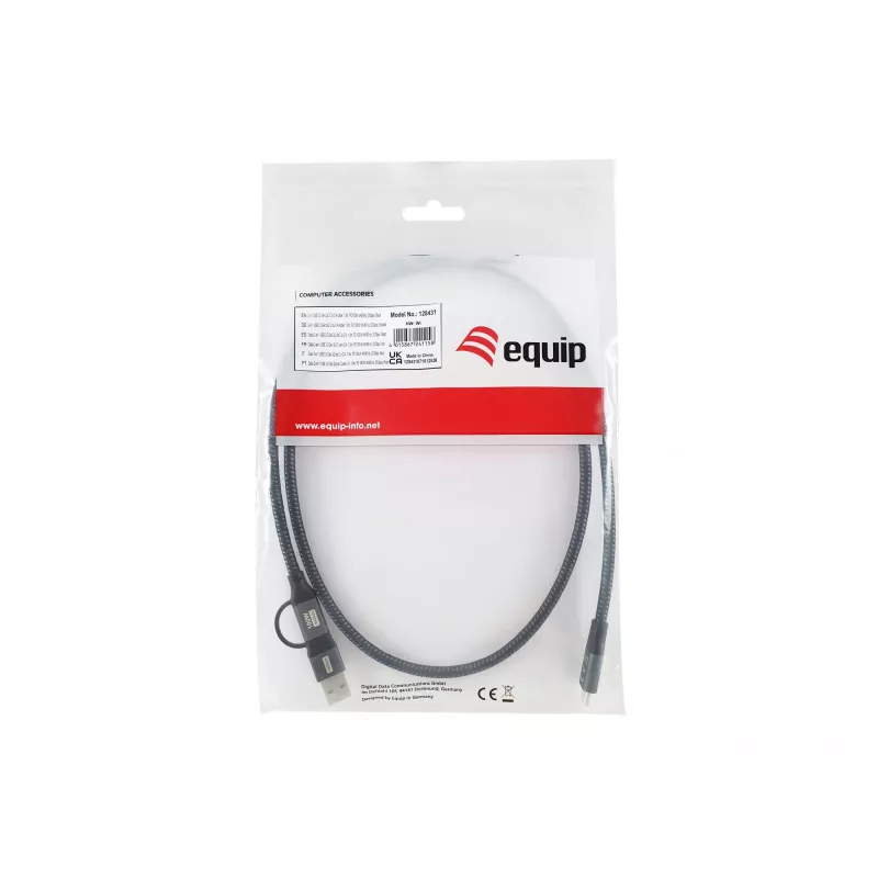 Equip 128431 Καλώδιο USB USB 3.2 Gen 2x2 1 m USB A/USB C USB C Μαύρο