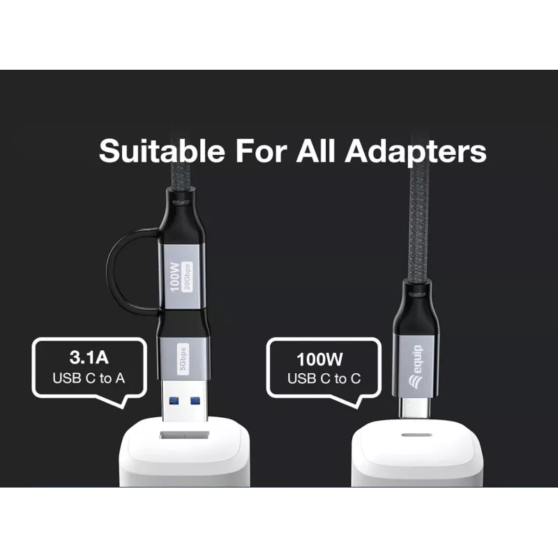 Equip 128432 Καλώδιο USB USB 3.2 Gen 2x2 2 m USB A/USB C USB C Μαύρο