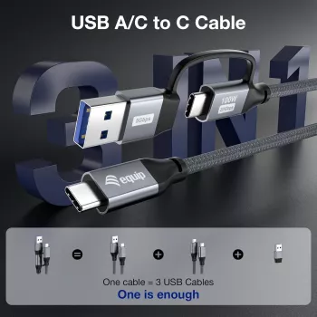Equip 128433 Καλώδιο USB USB 3.2 Gen 2x2 3 m USB A/USB C USB C Μαύρο