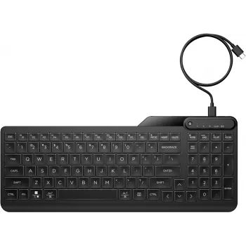 HP 405 Multi-Device Οπίσθιου φωτισμού Ενσύρματο Πληκτρολόγιο, Πλήρους μεγέθους (100%), Ενσύρματο, USB, Μεμβράνης, QWERTY, Μαύρο
