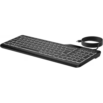 HP 405 Multi-Device Οπίσθιου φωτισμού Ενσύρματο Πληκτρολόγιο, Πλήρους μεγέθους (100%), Ενσύρματο, USB, Μεμβράνης, QWERTY, Μαύρο