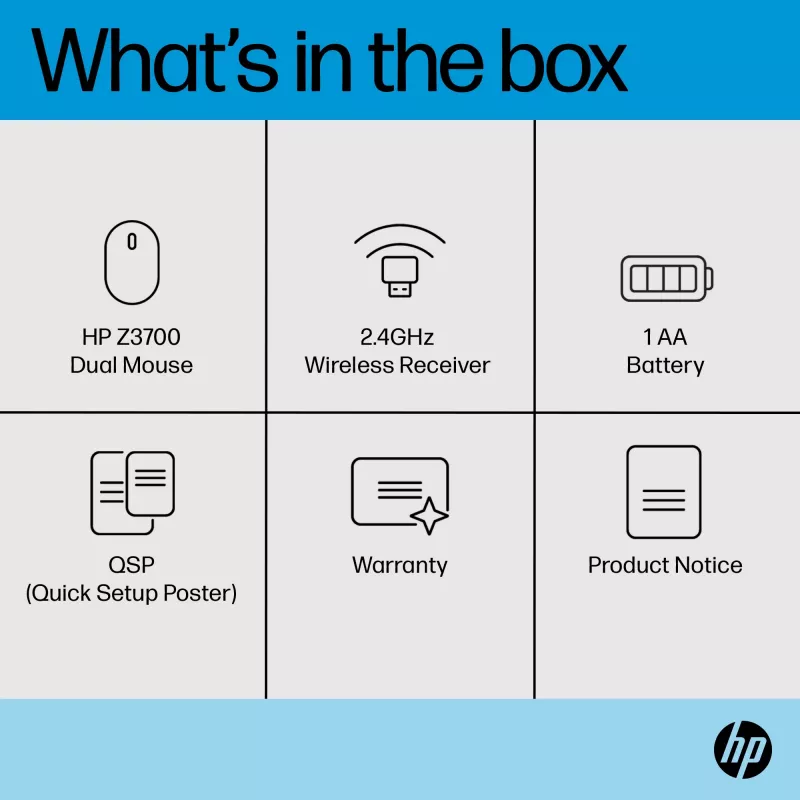 HP Z3700 Dual Silver Ποντίκι, αμφίχειρο, RF Wireless + Bluetooth, Ασημί