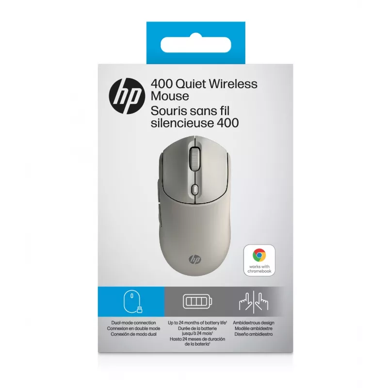 HP 400 Αθόρυβο Maple Ασύρματο Ποντίκι, αμφίχειρο, RF Wireless + Bluetooth, 6000 DPI, μπεζ