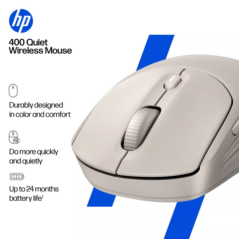 HP 400 Αθόρυβο Maple Ασύρματο Ποντίκι, αμφίχειρο, RF Wireless + Bluetooth, 6000 DPI, μπεζ