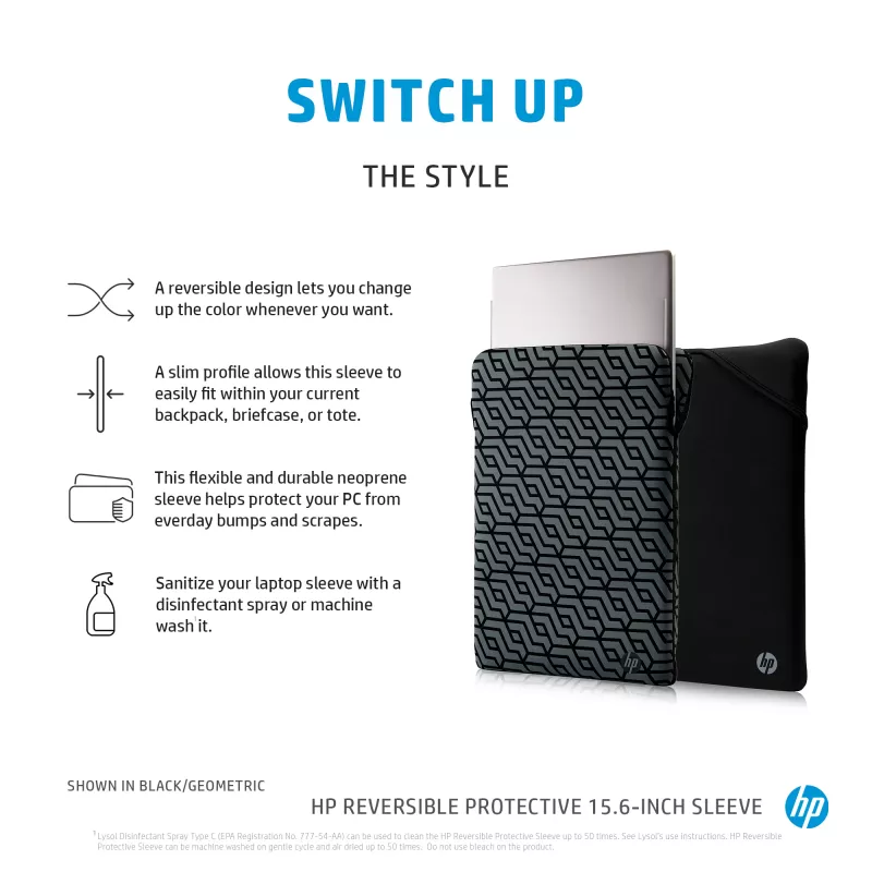HP Αμφίπλευρη προστατευτική θήκη laptop 15,6 ιντσών ασημί, θήκη, 190 g