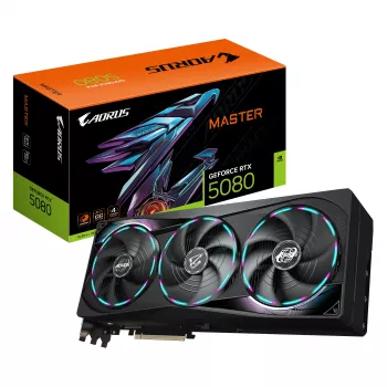 GIGABYTE AORUS GeForce RTX 5080 MASTER 16G Κάρτα γραφικών - 16GB GDDR7, 256bit, PCI-E 5.0, 2805MHz Core Clock, 3 x DisplayPort, 1 x HDMI, GV-N5080AORUS M-16GD