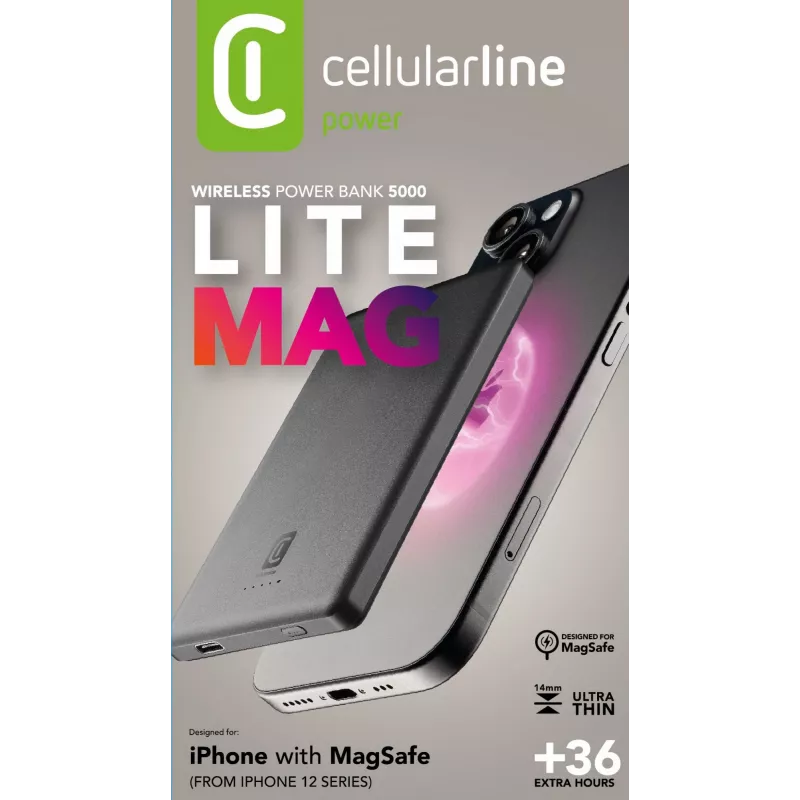 Cellularline Mag Lite 5000 5000mAh Ασύρματο Powerbank συμβατό με MagSafe-Technologie