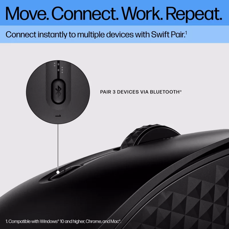 HP 420 Προγραμματιζόμενο ποντίκι Bluetooth, Αμφίχειρο, Bluetooth, 4000 DPI, Μαύρο