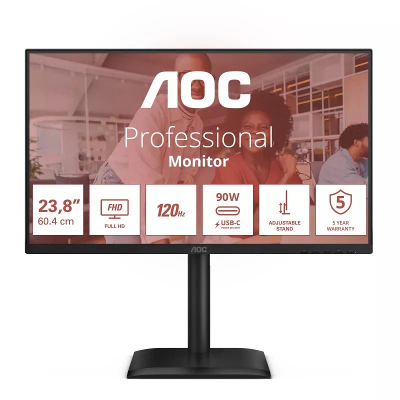 AOC E4 24E4CV Οθόνη υπολογιστή 60,5 cm (23,8 ίντσες) 1920 x 1080 Pixel Full HD LED Μαύρο