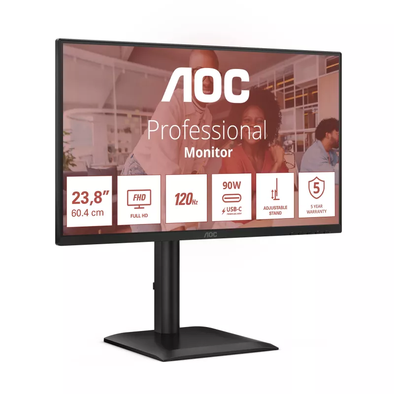 AOC E4 24E4CV Οθόνη υπολογιστή 60,5 cm (23,8 ίντσες) 1920 x 1080 Pixel Full HD LED Μαύρο