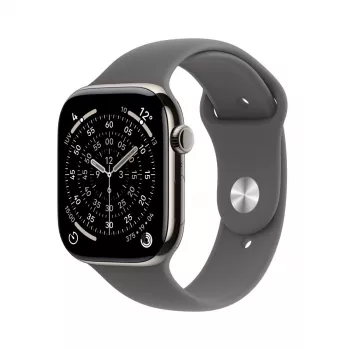 APPLE Watch Series 11 GPS + Cellular 42mm φυσικό περίβλημα τιτανίου με λουρί Sport Stone Grey S/M