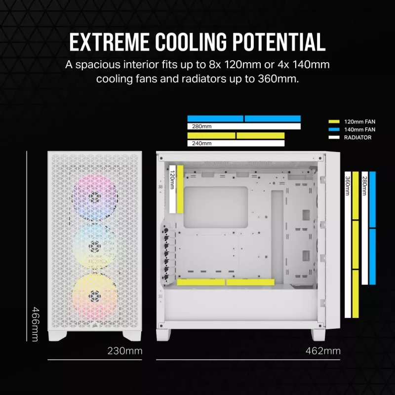 CORSAIR Mid-Tower Κουτί PC - 3000d RGB Airflow - Λευκό