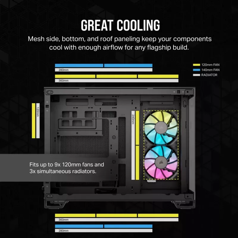 CORSAIR PC Case - Icue Link 2500x RGB Micro ATX Dual Chamber Μαύρο