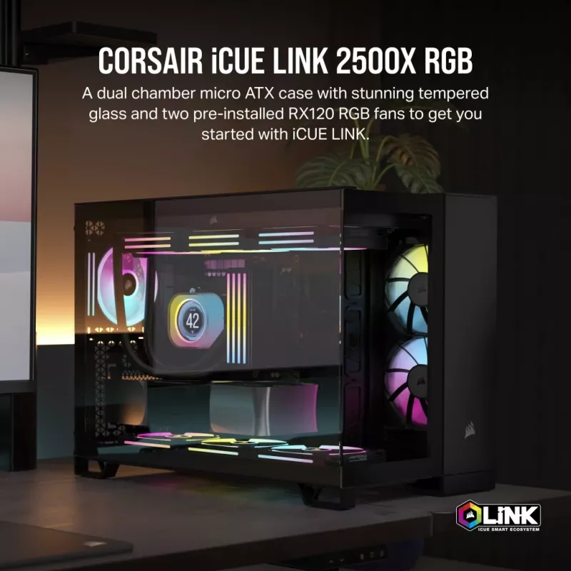 CORSAIR PC Case - Icue Link 2500x RGB Micro ATX Dual Chamber Μαύρο