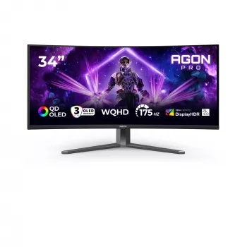 AOC AGON PRO AG346UCD Οθόνη υπολογιστή 86,4 cm (34 ίντσες) 3440 x 1440 Pixel Wide Quad HD QD-OLED Μαύρο, Γκρι