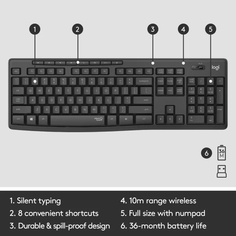 LOGITECH Mk295 Silent Wireless Combo Graphite Azerty Βελγικό