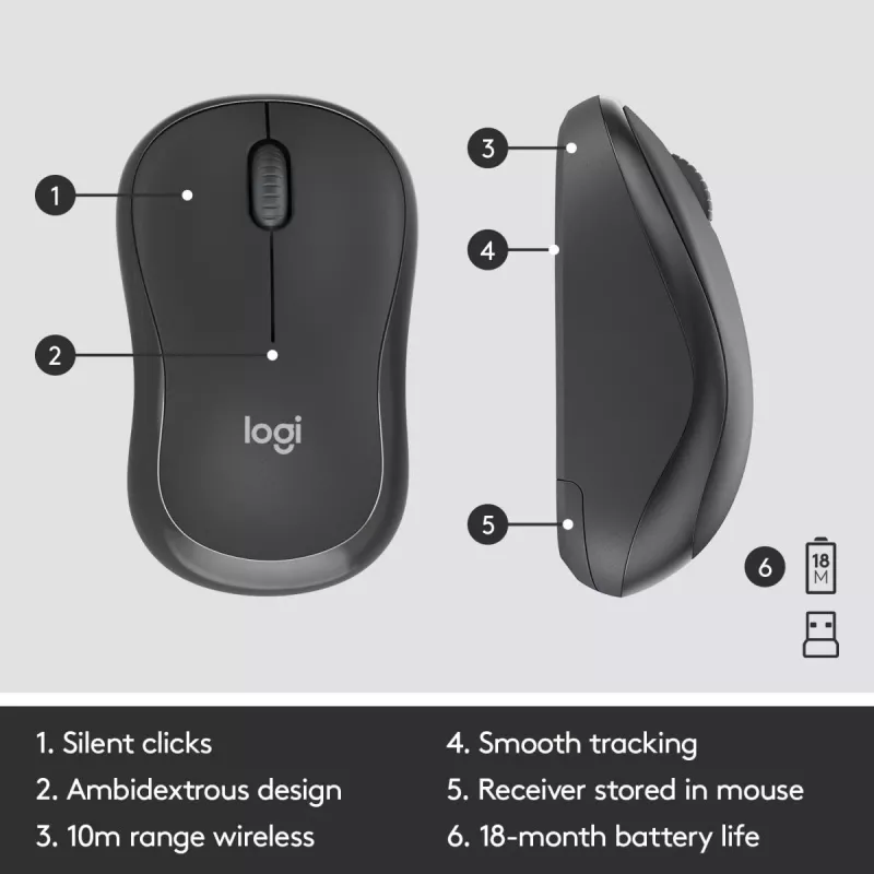 LOGITECH Mk295 Silent Wireless Combo Graphite Azerty Βελγικό