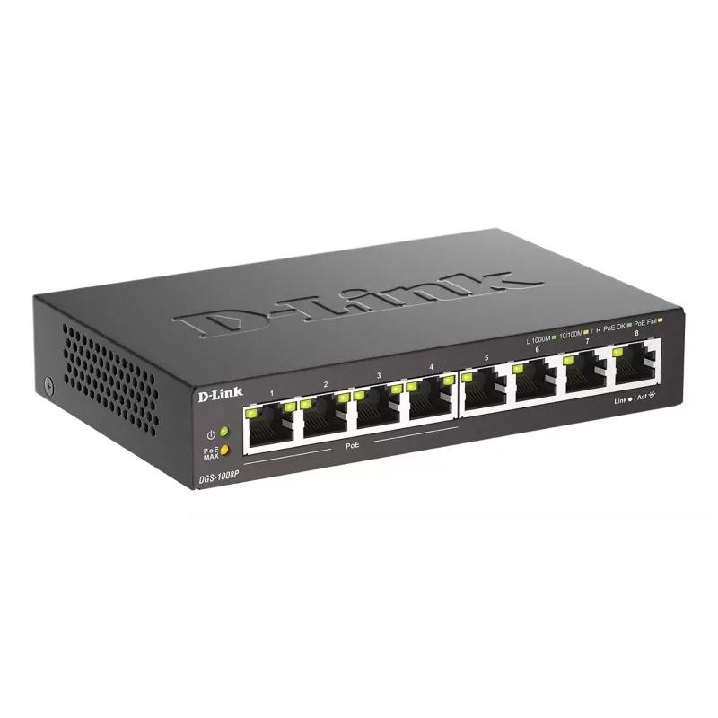 Μη διαχειριζόμενος Switch D-Link DGS-1008P/E, L2, 8 Θύρες, PoE