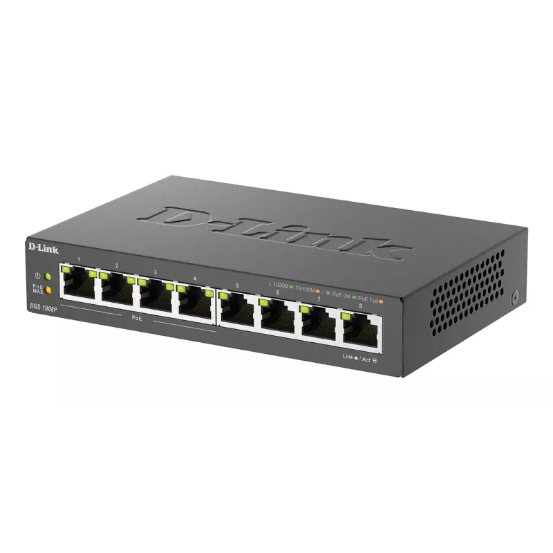 Μη διαχειριζόμενος Switch D-Link DGS-1008P/E, L2, 8 Θύρες, PoE