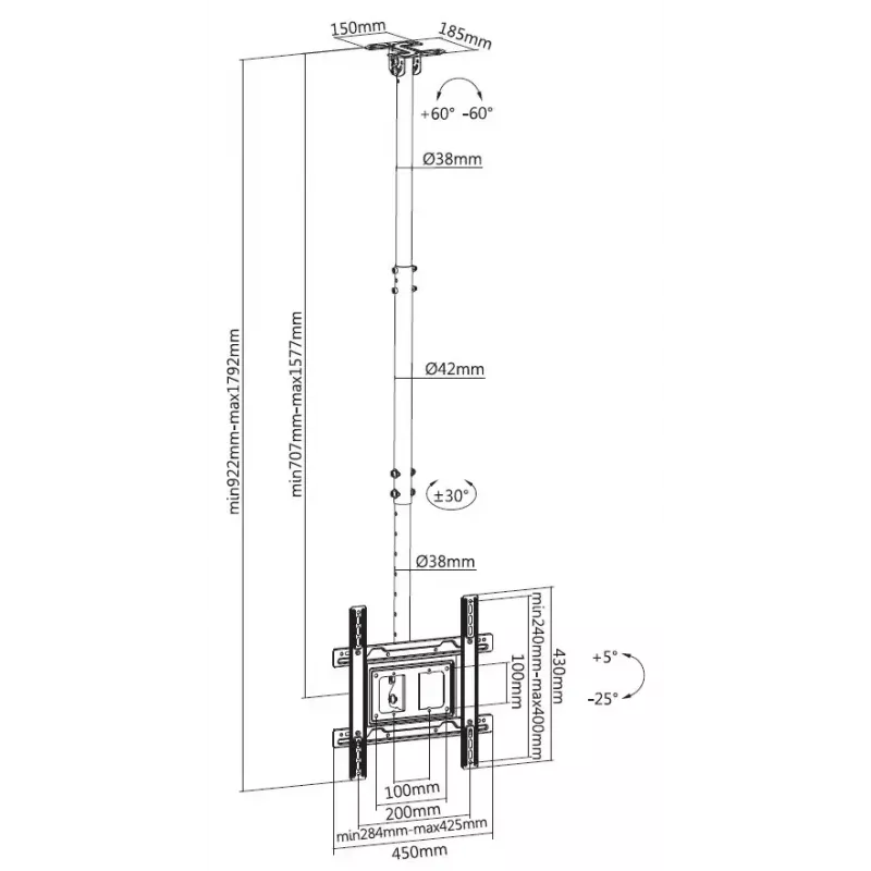 Equip Βάση οροφής για TV 32 inch-70 inch