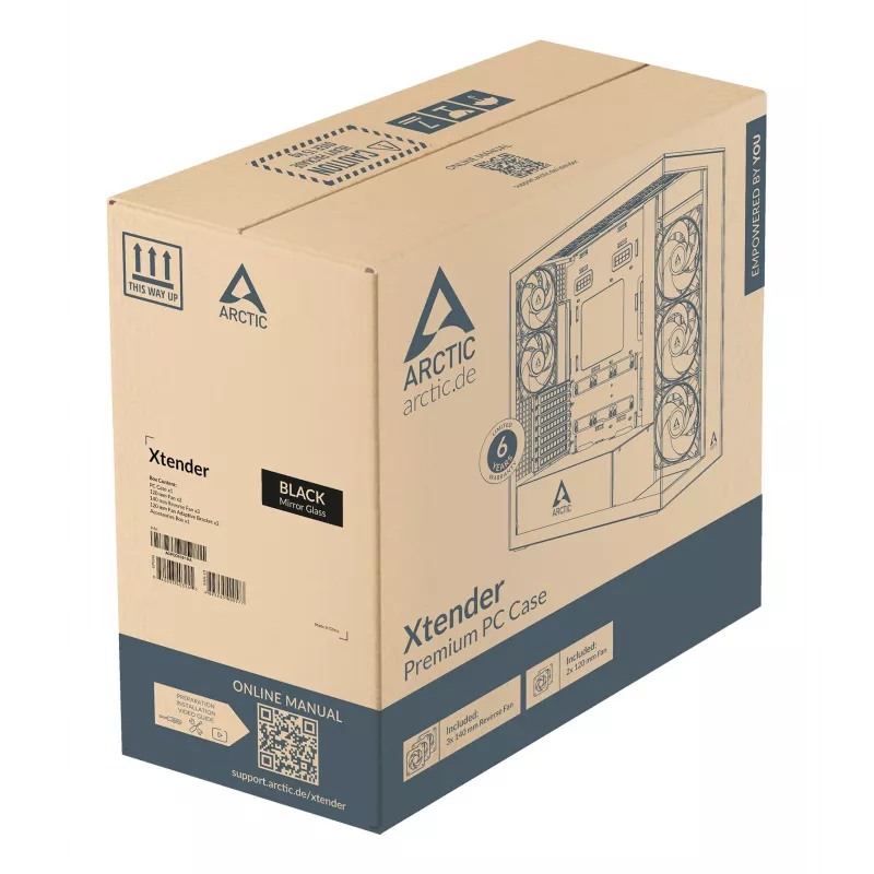 ARCTIC Xtender VG (Mirror Black) Premium κουτί PC E-ATX με κάθετη βάση GPU