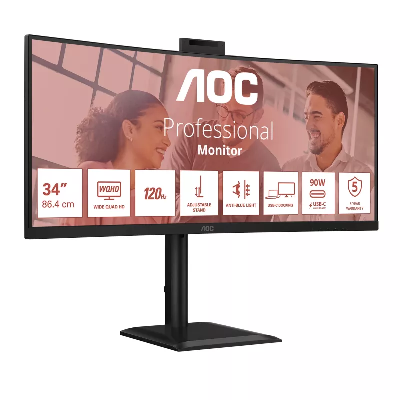 AOC E4 CU34E4CW Οθόνη υπολογιστή 86,4 cm (34 ίντσες) 3440 x 1440 Pixel UltraWide Quad HD LED Μαύρο