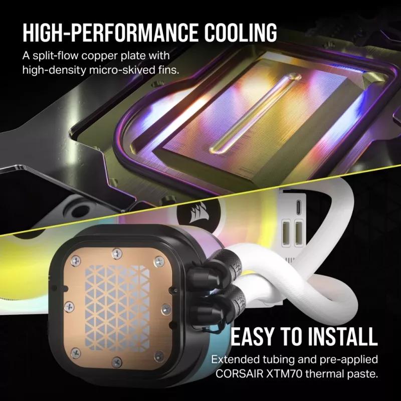 Ψύκτρα CPU CORSAIR – iCUE Link H100i RGB υδρόψυξη AiO – λευκό