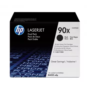 HP 90X Συσκευασία 2 τεμ. Υψηλής απόδοσης Μαύρο Γνήσια Toner LaserJet