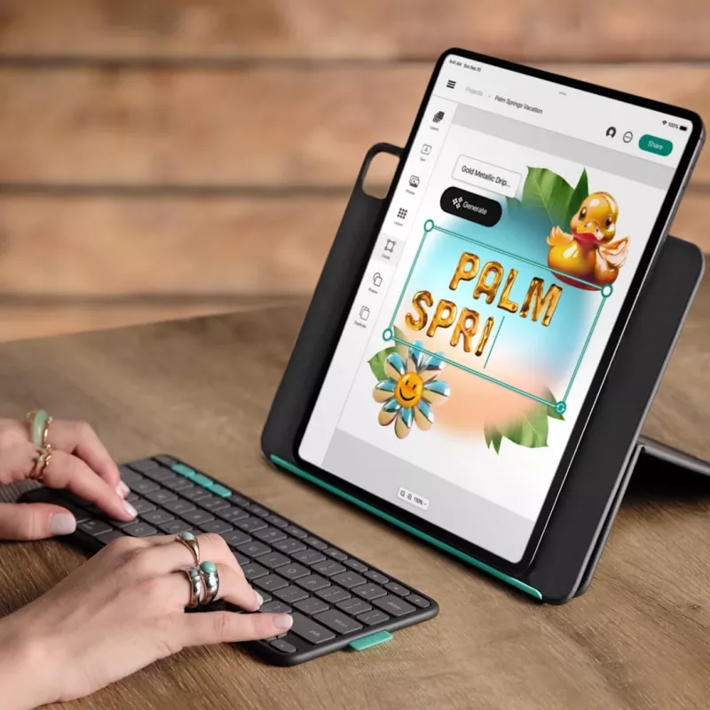 LOGITECH Flip Folio Graphite – iPad Pro 13 ιντσών (M4) iPad Air 13 ιντσών (M2 & M3) – Qwertz Γερμανικό
