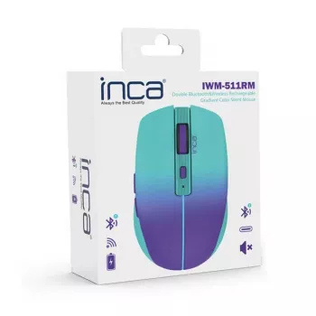 INCA Ασύρματο Ποντίκι Iwm-511rm – RF Wireless + Bluetooth + USB Type-C – 1600 dpi – 6 κουμπιά – Πράσινο Μωβ