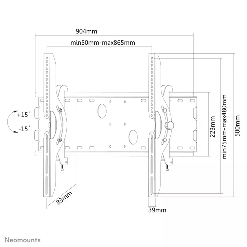 Neomounts PLASMA-W200BLACK βάση τοίχου TV 37-85 ίντσες - κεκλιμένη